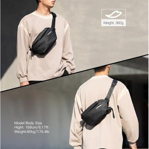 Sleek Black Men's Crossbody Bag - Picture 2 of 11